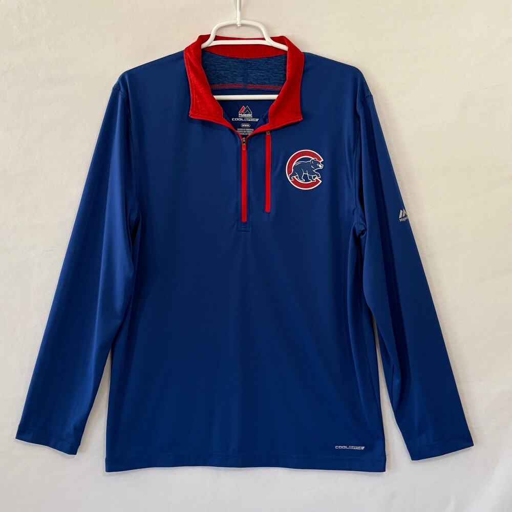Majestic Chicago Clubs Baseball Pullover Mens Medium 1/4 Zip Cool Base Shirt